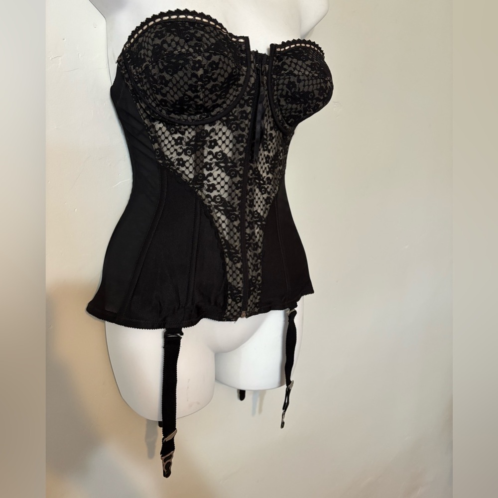 1950s style Lady Marlene corset shapewear 34C vintage black lace Madonna look